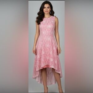 NWOT Tommy Hilfiger Pink Floral Lace High-Low Dress - Size 2 - Elegant